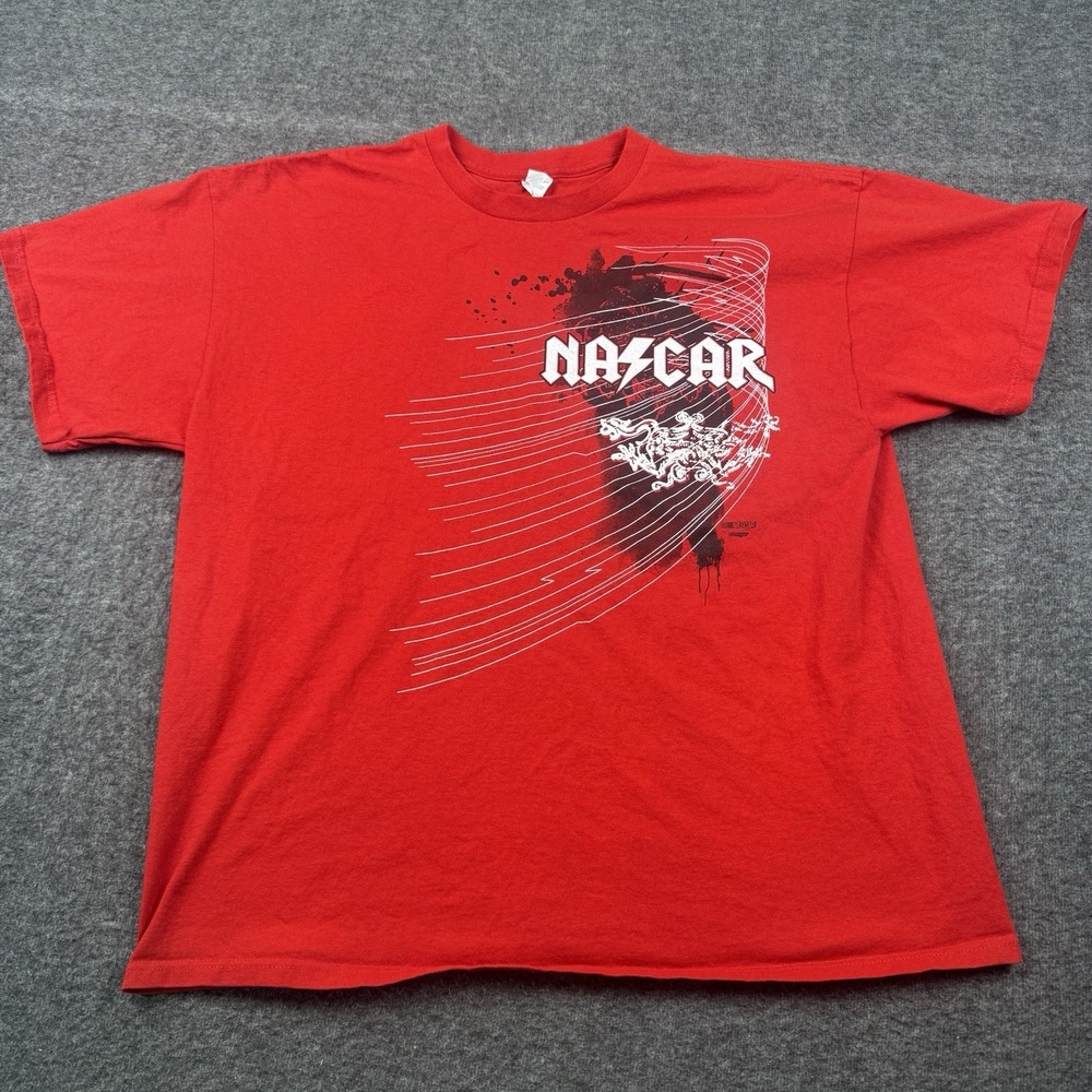 NASCAR Shirt Mens XL Red AC/DC Racing Y2K